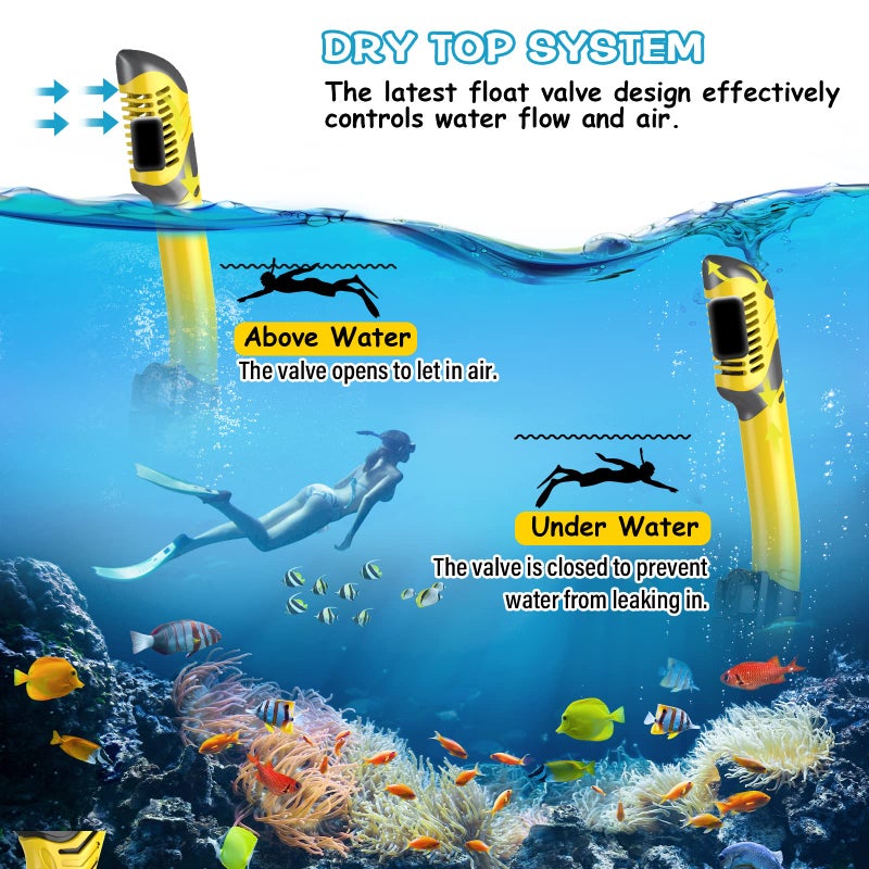 Greatever Dry Snorkel Set,Panoramic Wide View,Anti-Fog Scuba Diving Mask,Professional Snorkeling Gear for Adults - Image 4